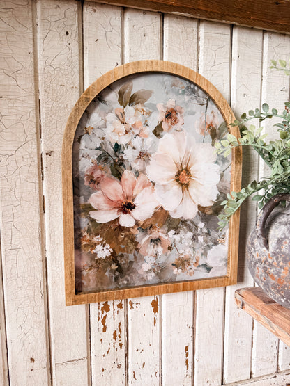Blue Spring Floral Framed Arched Print