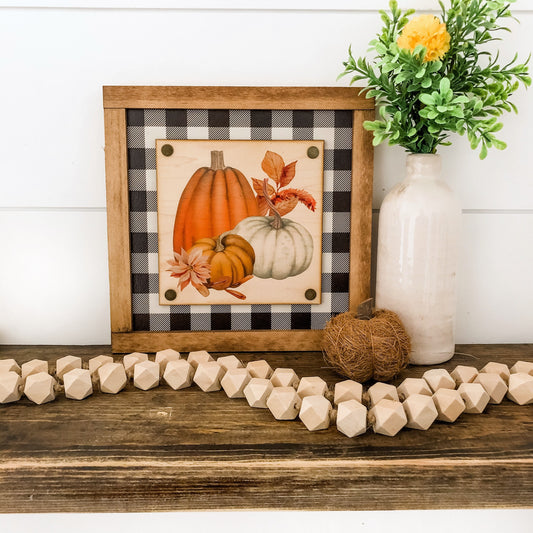 Plaid Pumpkin Fall Wood Sign