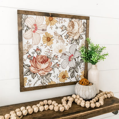 Vintage Floral Background Layering Wood Sign