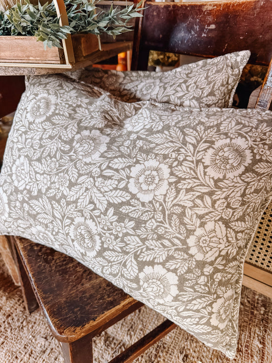 Beige Floral & Leaf Pillow