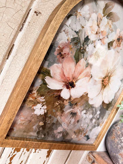 Blue Spring Floral Framed Arched Print