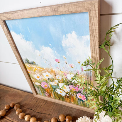 Pink & White Wildflowers Field Wall Art