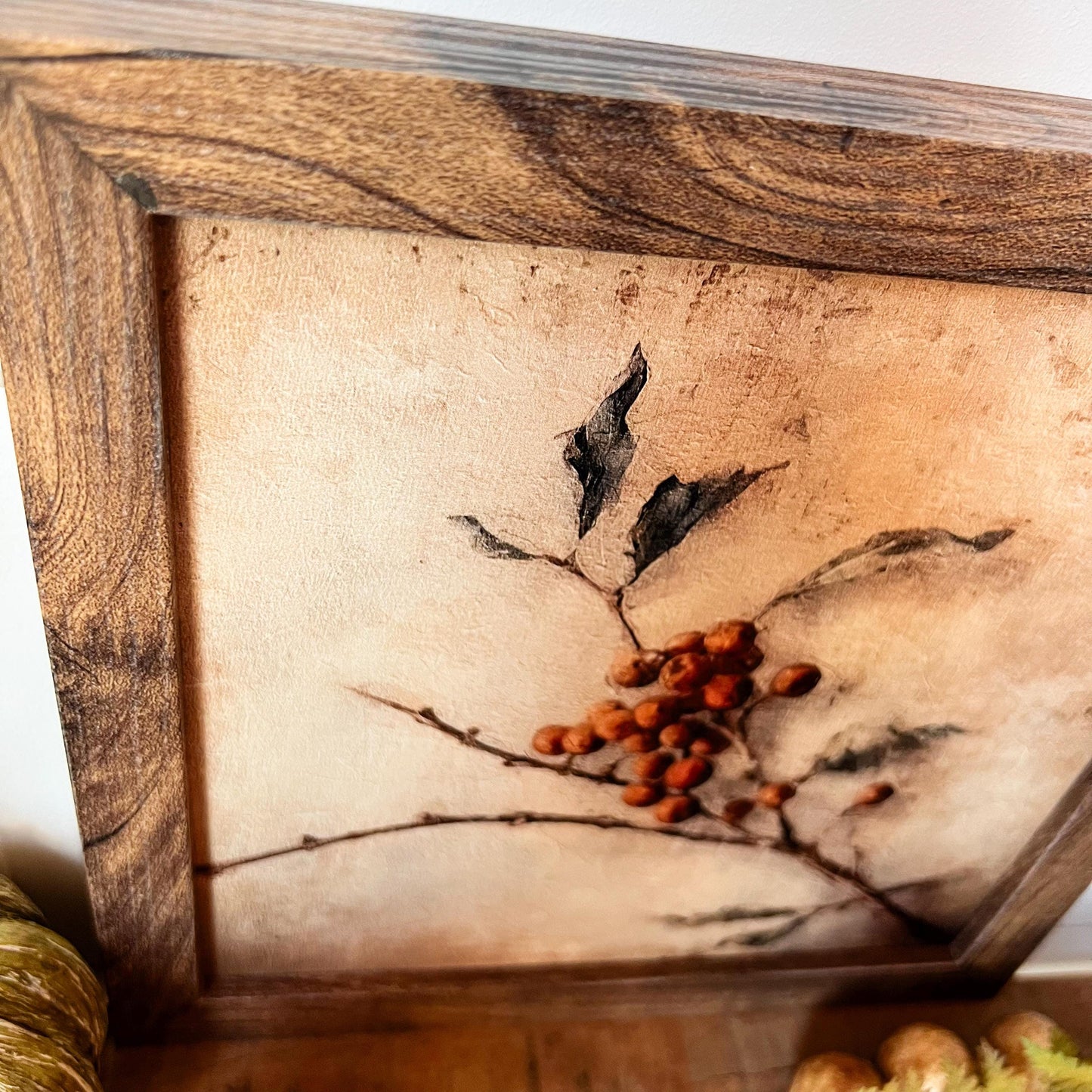 Rustic Twig & Berries Wood Sign