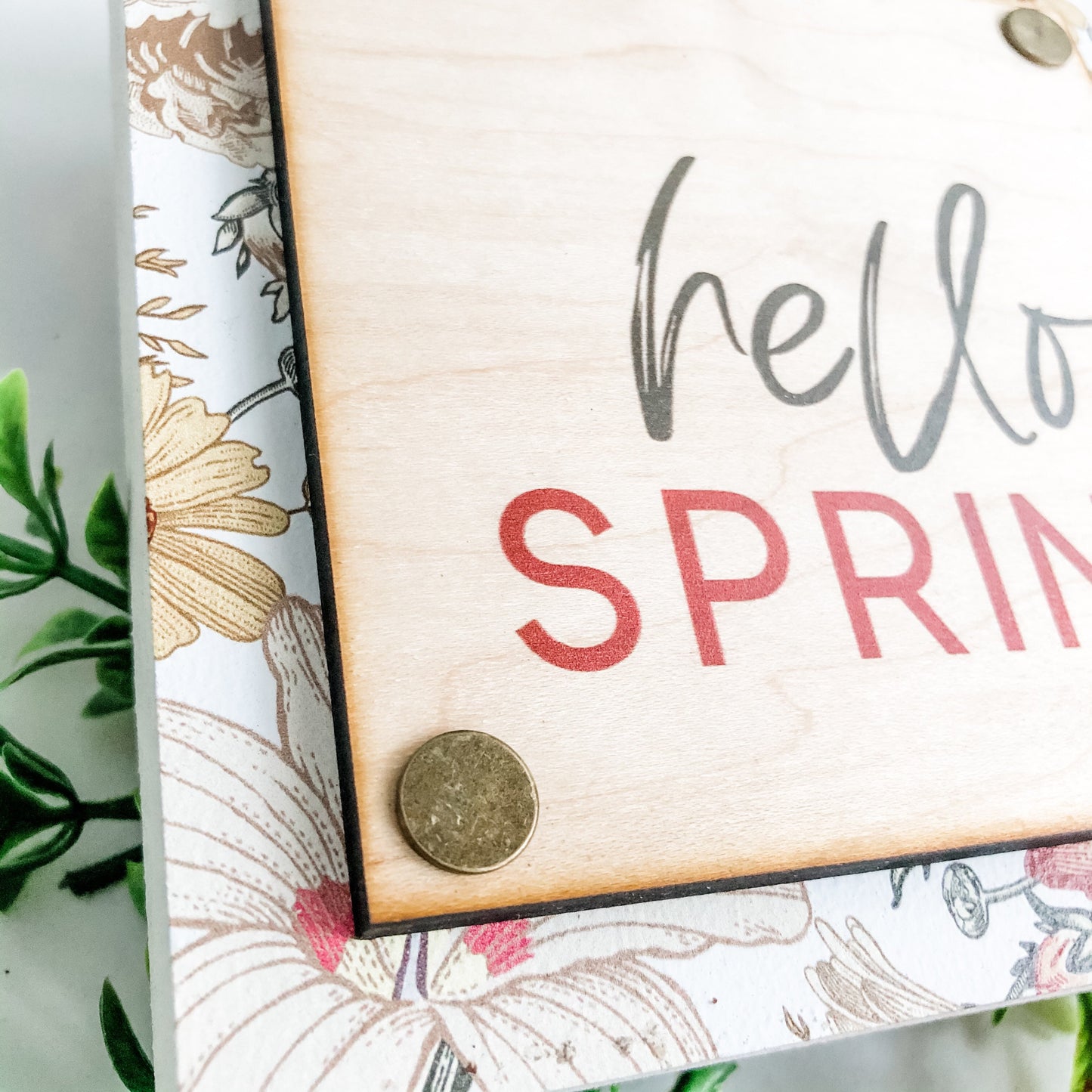 Hello Spring Mini Wood Block