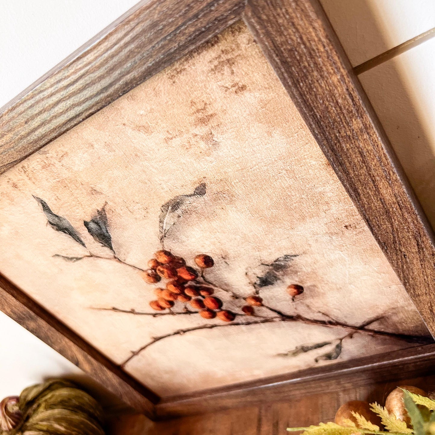 Rustic Twig & Berries Wood Sign