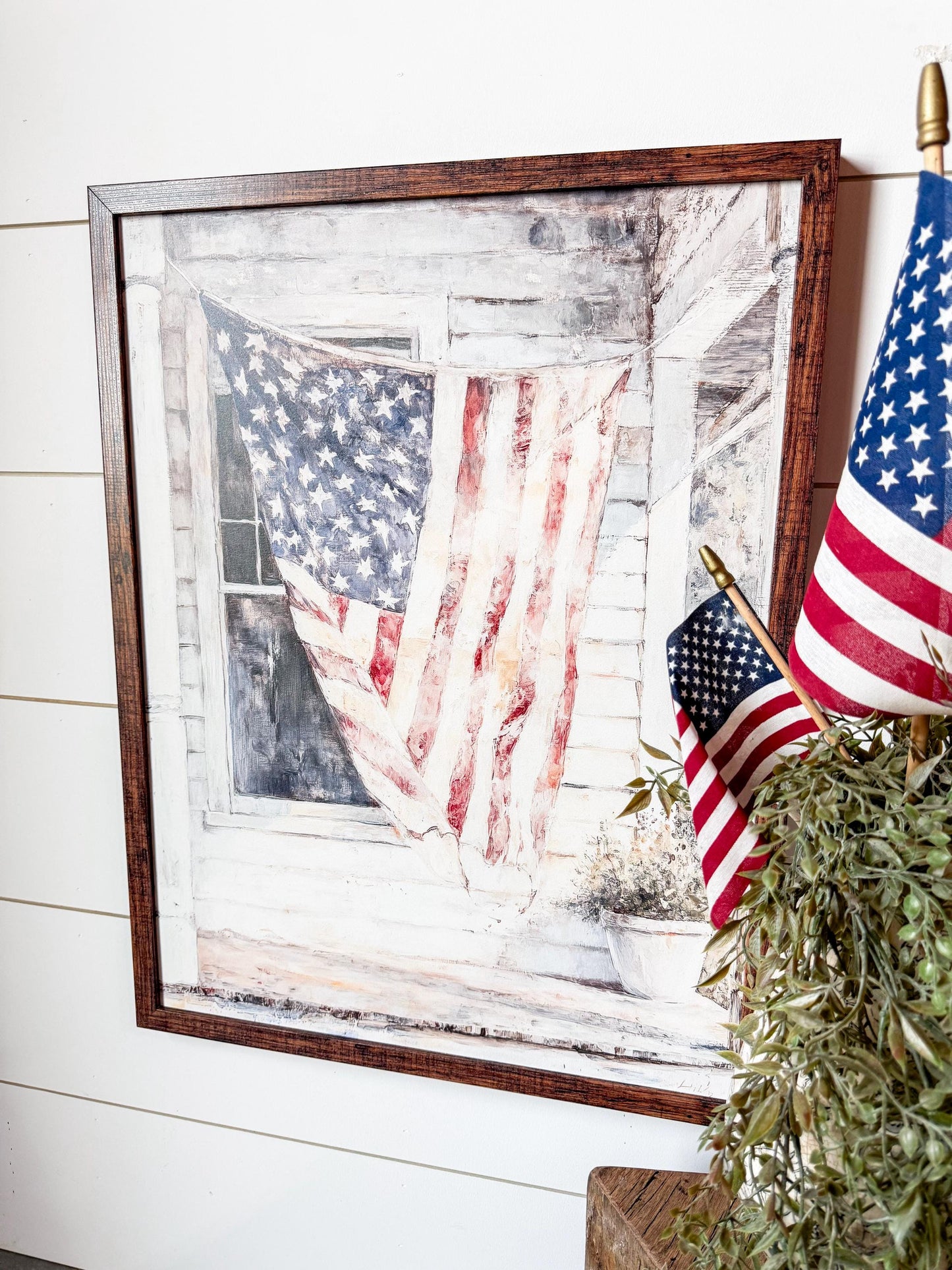 American Flag Farmhouse Porch Wood Sign