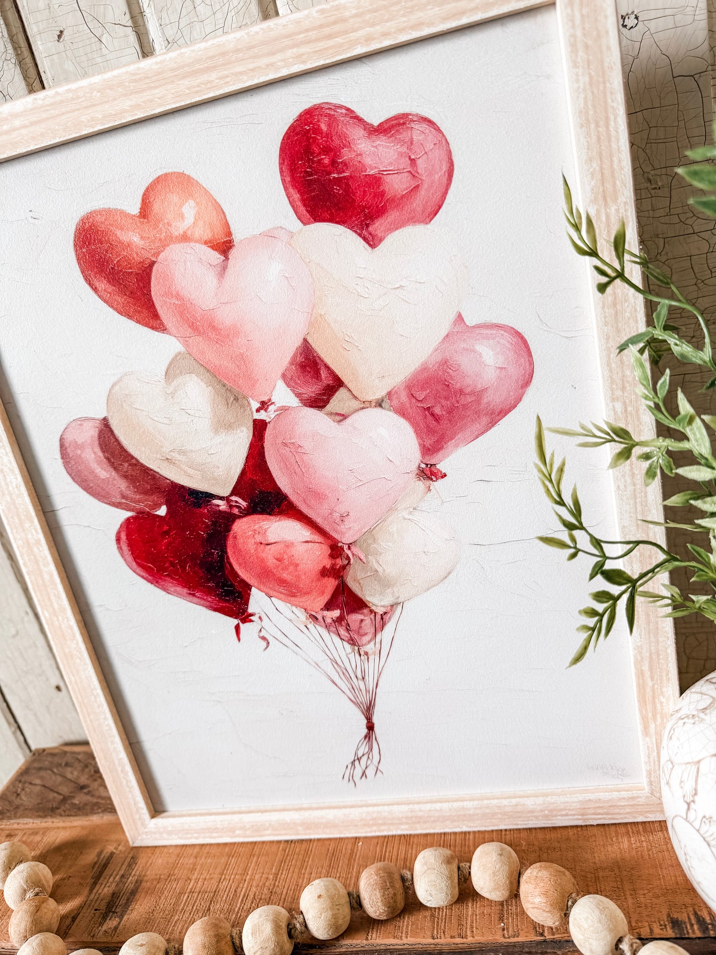 Pink/Red Balloon Hearts Valentines Day Wood Sign