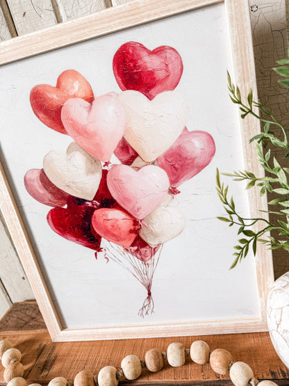 Pink/Red Balloon Hearts Valentines Day Wood Sign