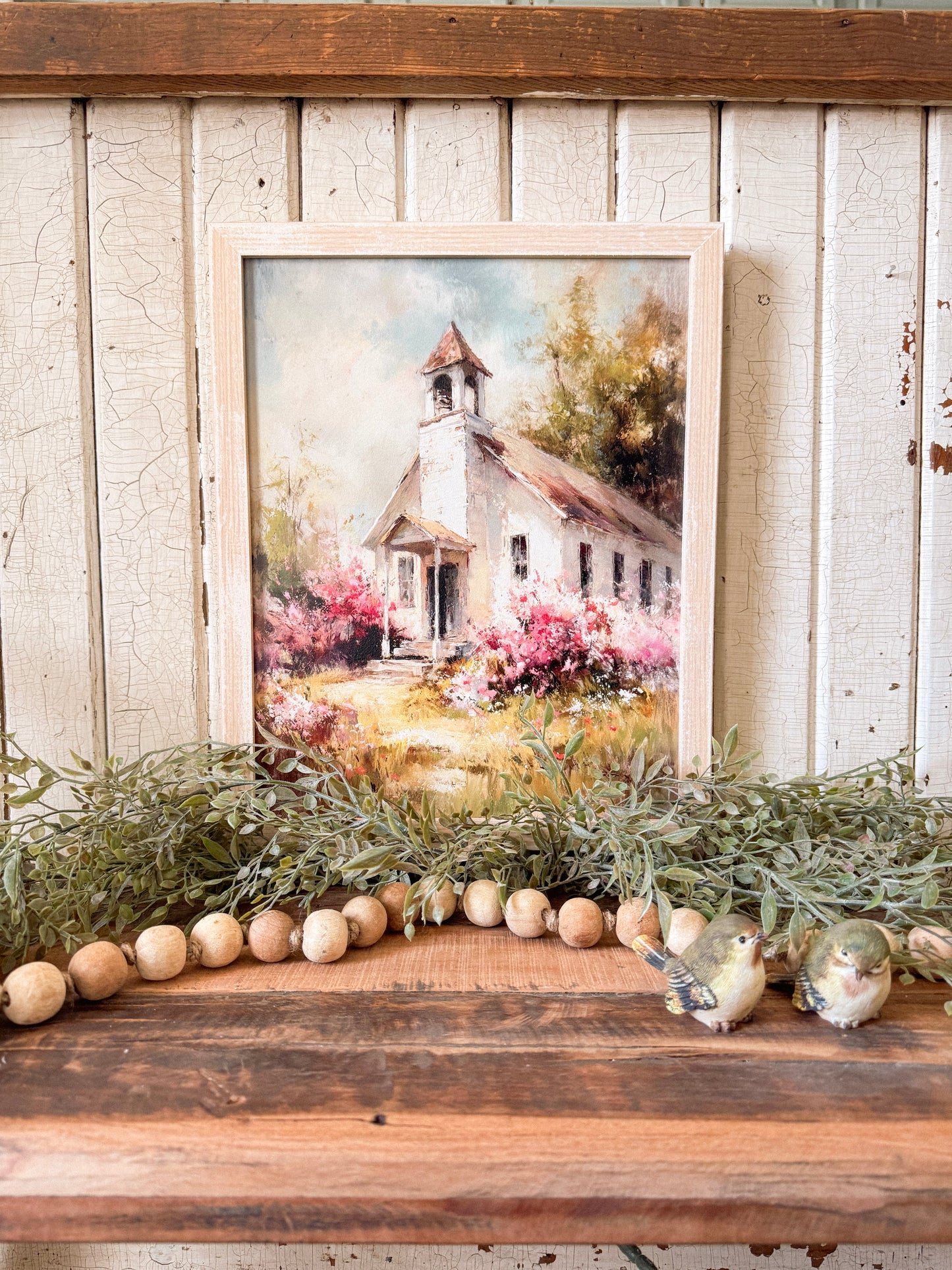 Springtime Church in the Country Wood Sign