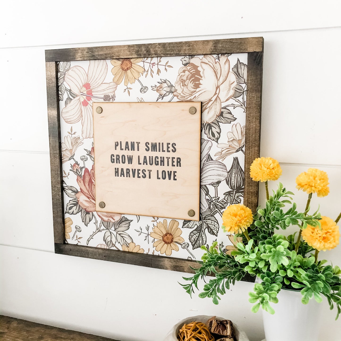 Plant Smiles, Grow Laughter, Harvest Love Wood Sign