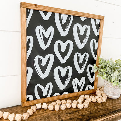Valentine Chunky Hearts Wood Sign Sign