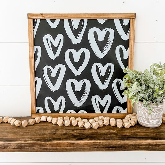 Valentine Chunky Hearts Wood Sign Sign