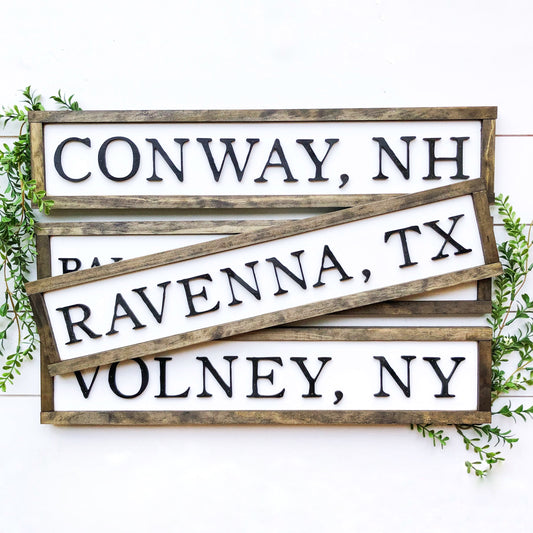 Custom City/State Laser Cut Wood Sign