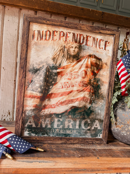 America 250th Patriotic American Flag Wood Sign
