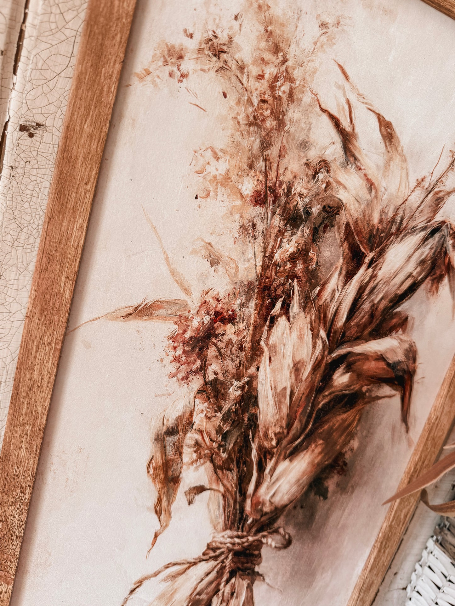 Dried Corn Husk Bundle Art Print Wood Sign