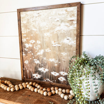 White Daisies Print Wood Sign