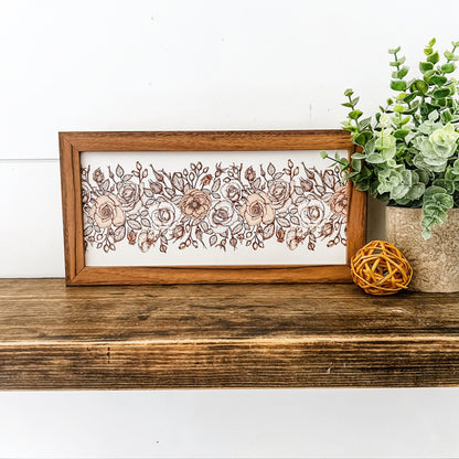 Spring Floral Vintage Pattern Skinny Wood Sign
