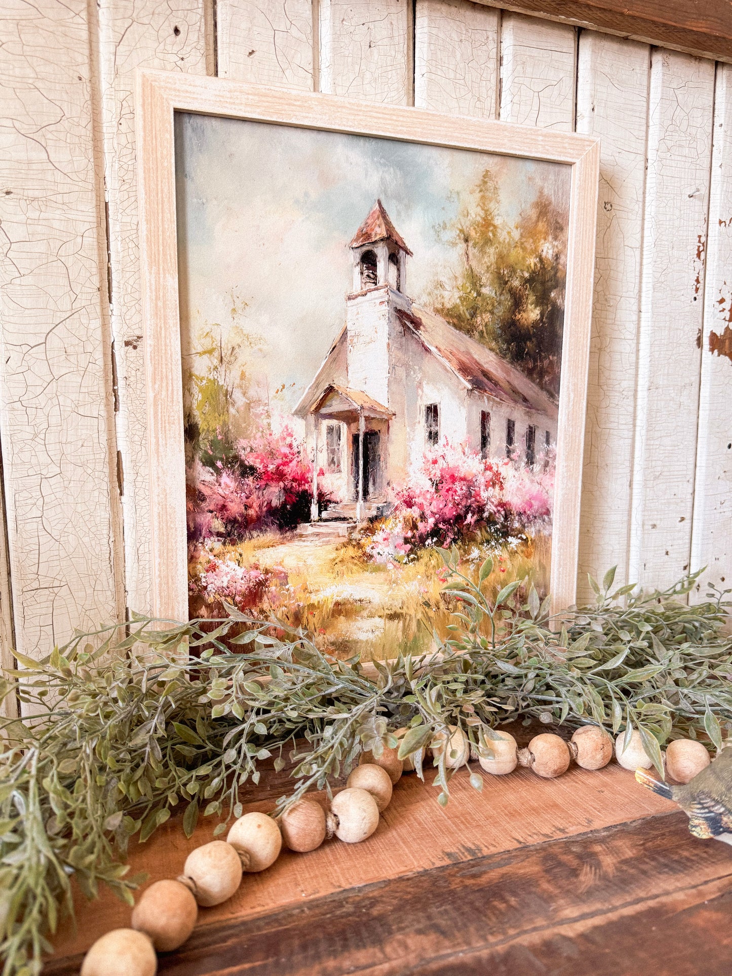 Springtime Church in the Country Wood Sign