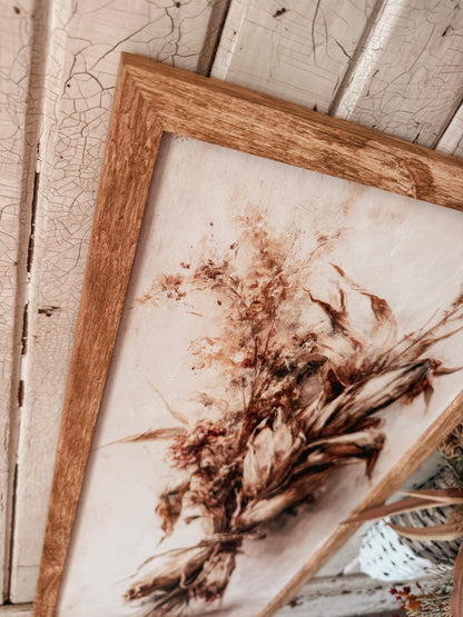 Dried Corn Husk Bundle Art Print Wood Sign
