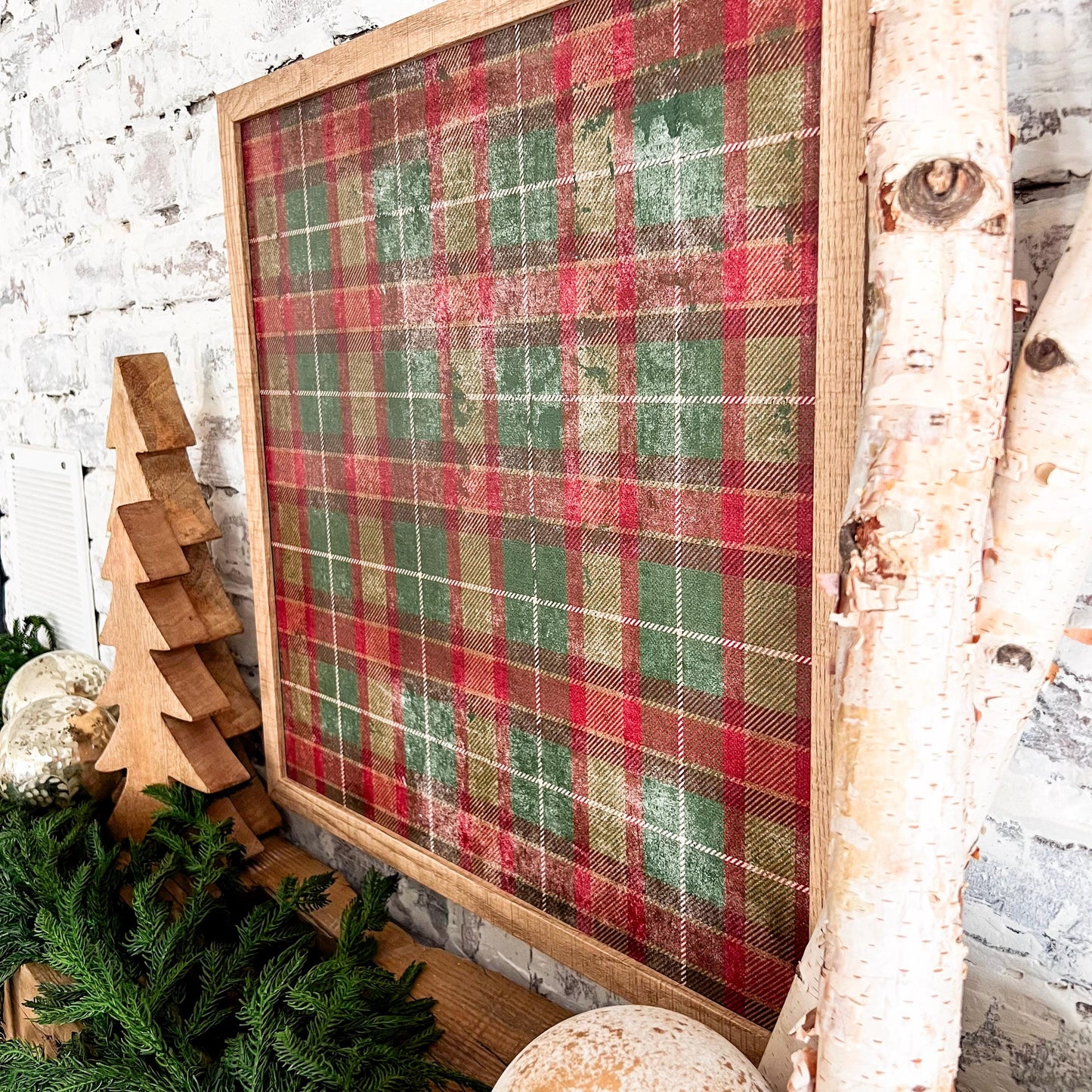 Vintage Plaid Background Layering Sign