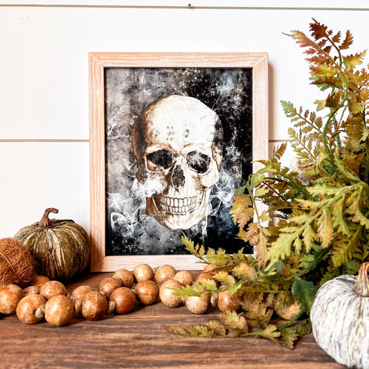 Halloween Skull Wood Sign