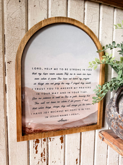 Inspirational Prayer Quote Framed Arched Print