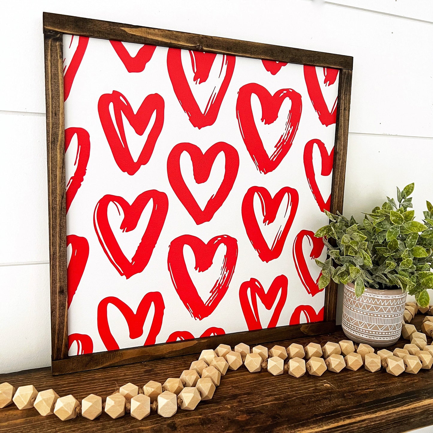 Valentine Chunky Hearts Wood Sign Sign