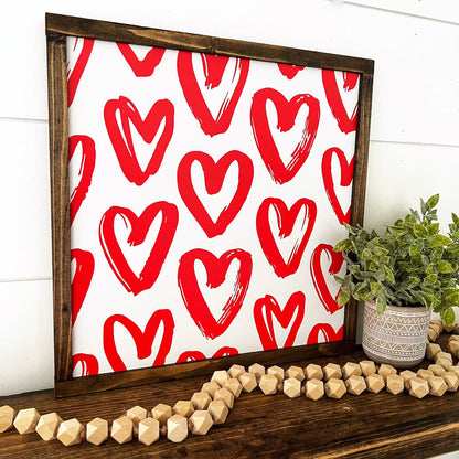Valentine Chunky Hearts Wood Sign Sign