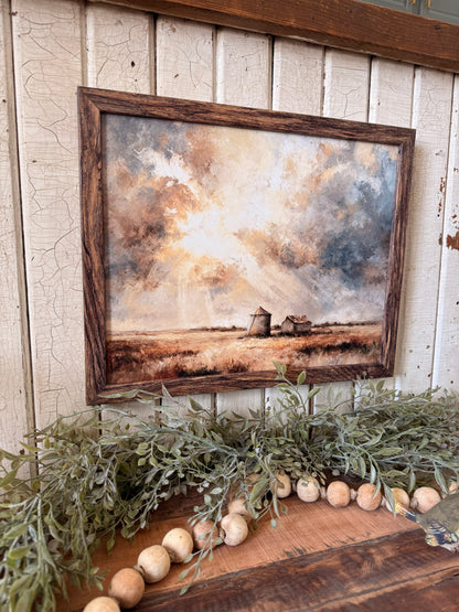 Summer Country Clouds Landscape Wood Sign