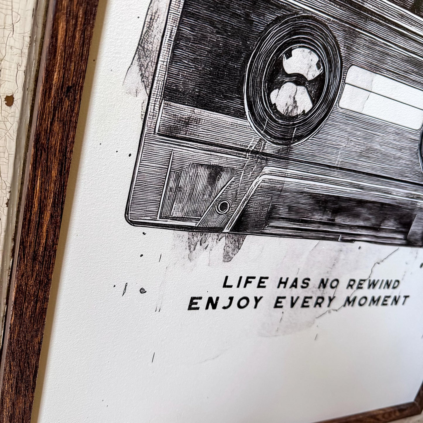 Life Has No Rewind Retro Cassette Tape Wall Art