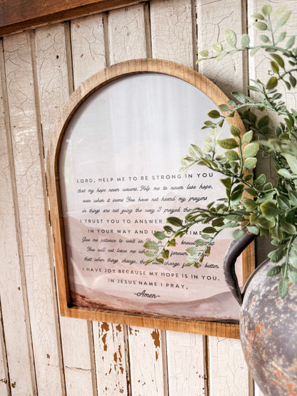 Inspirational Prayer Quote Framed Arched Print