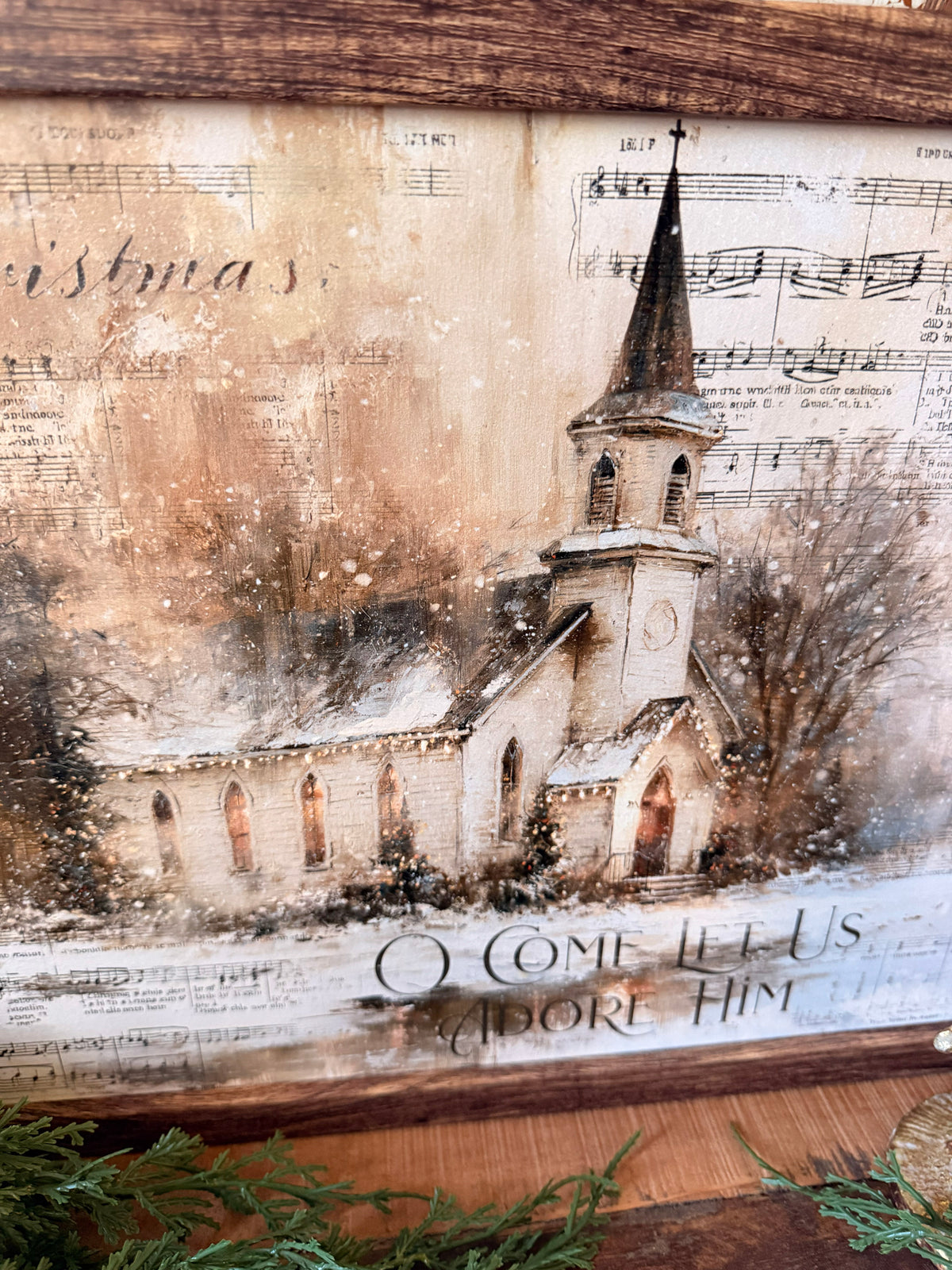 O Come Let Us Adore Him Church Wood Sign