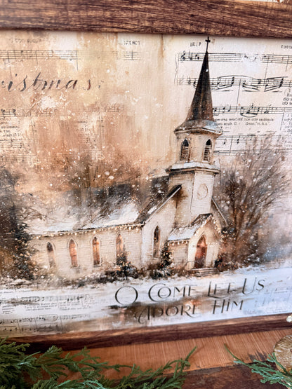 O Come Let Us Adore Him Church Wood Sign