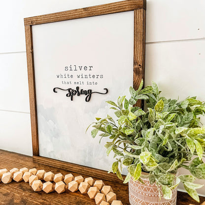 Silver White Winters Wood Sign
