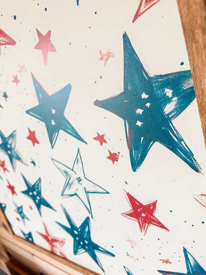 Red, White and Blue Stars Layering Sign