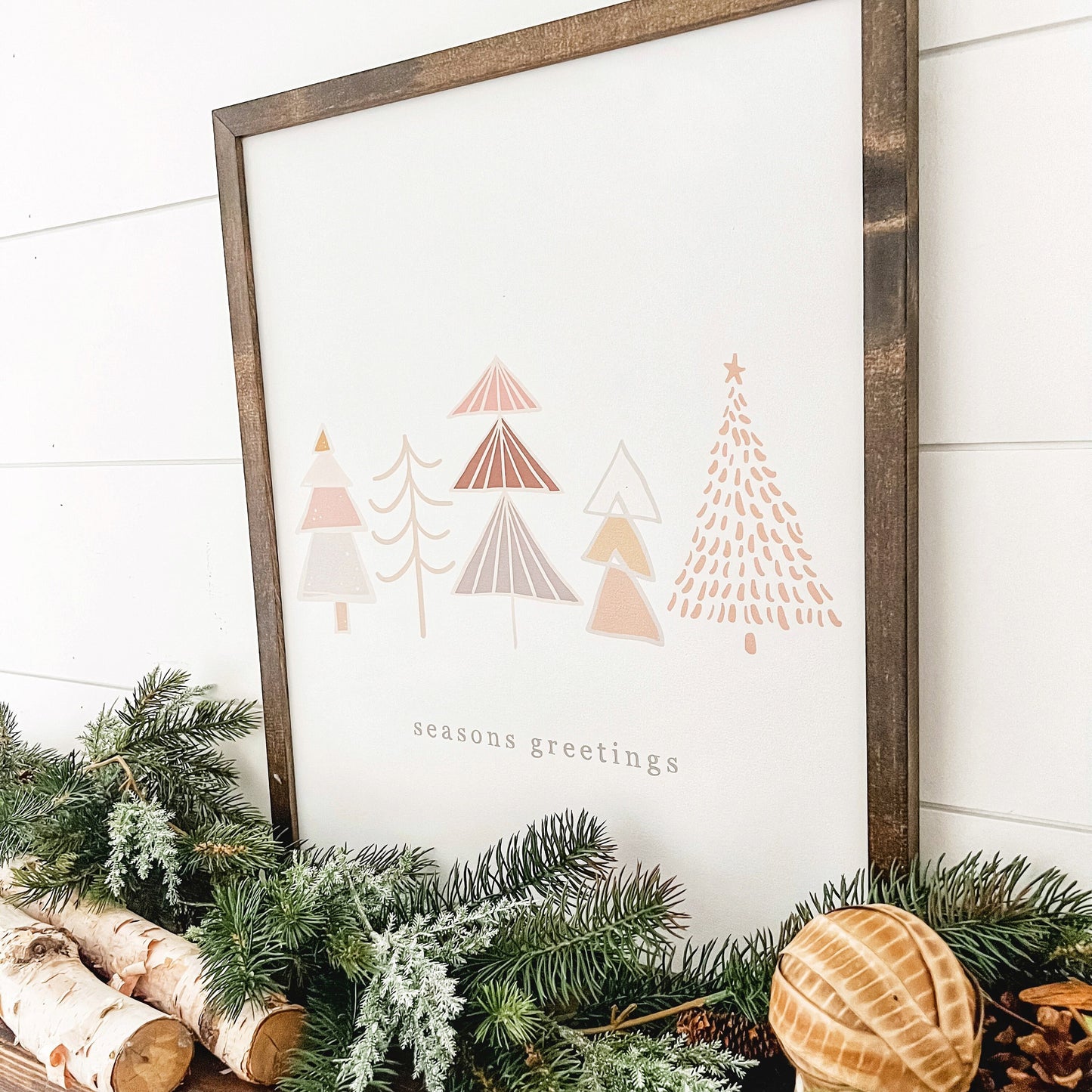 Seasons Greetings Boho Style Christmas Sign