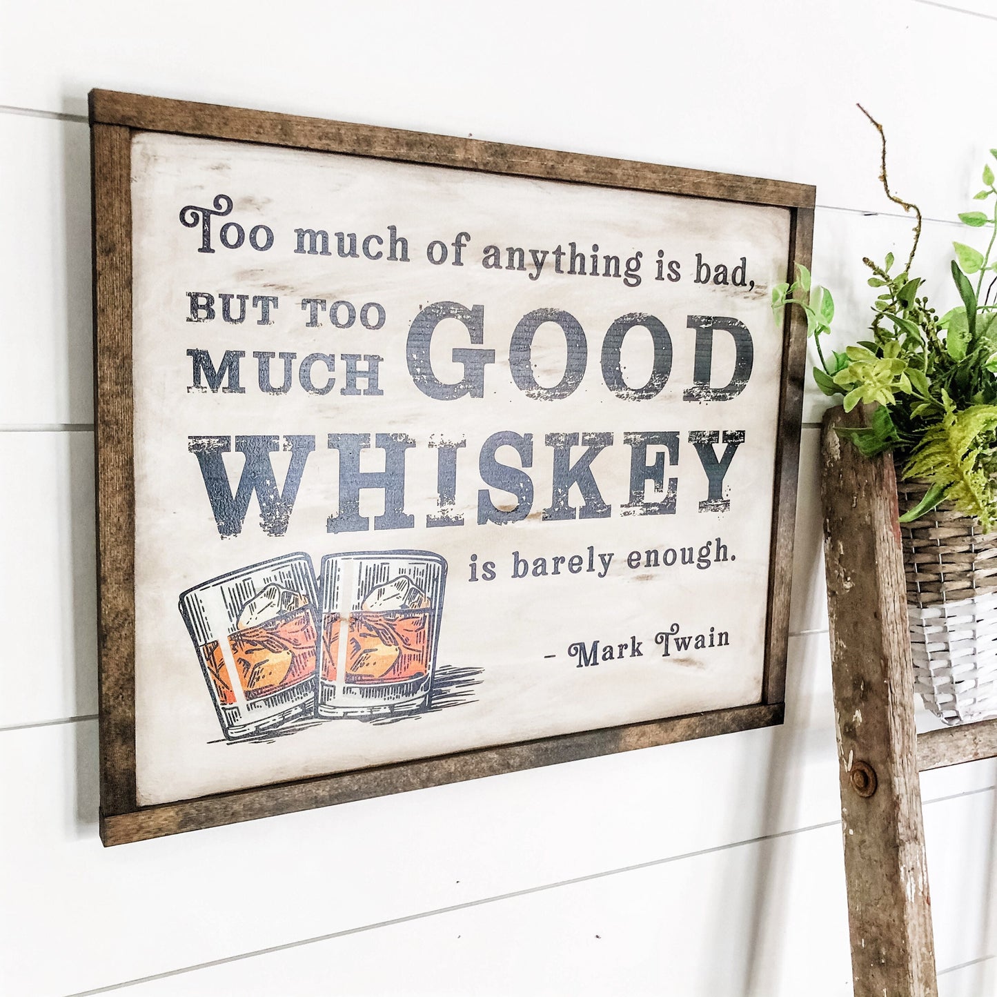 Mark Twain Good Whiskey Bar Sign