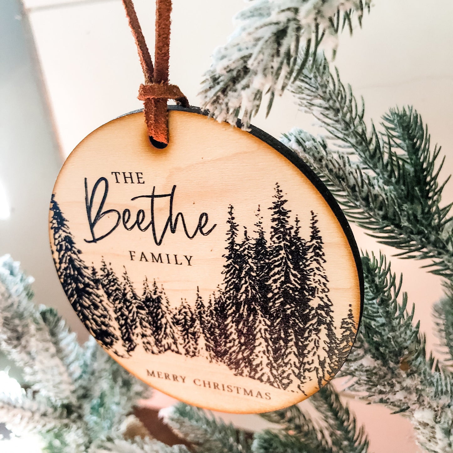 Merry Christmas Black Trees Family Ornament