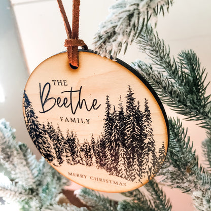 Merry Christmas Black Trees Family Ornament