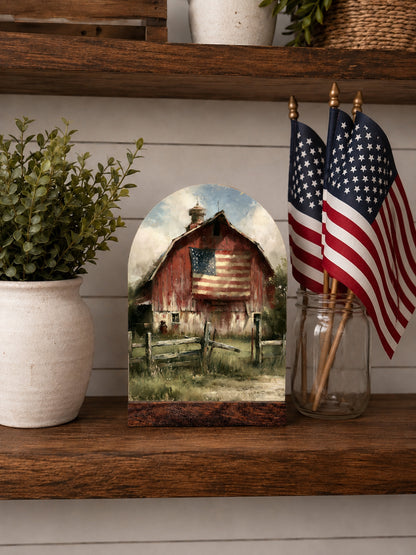 Patriotic and 4th of July Art Print Arched Wood Sign