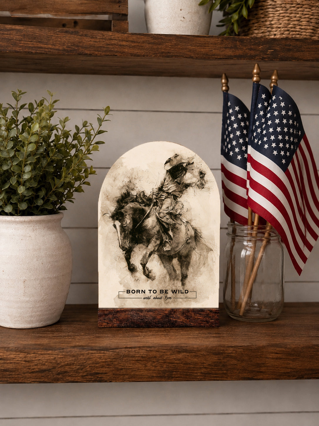 Patriotic and 4th of July Art Print Arched Wood Sign