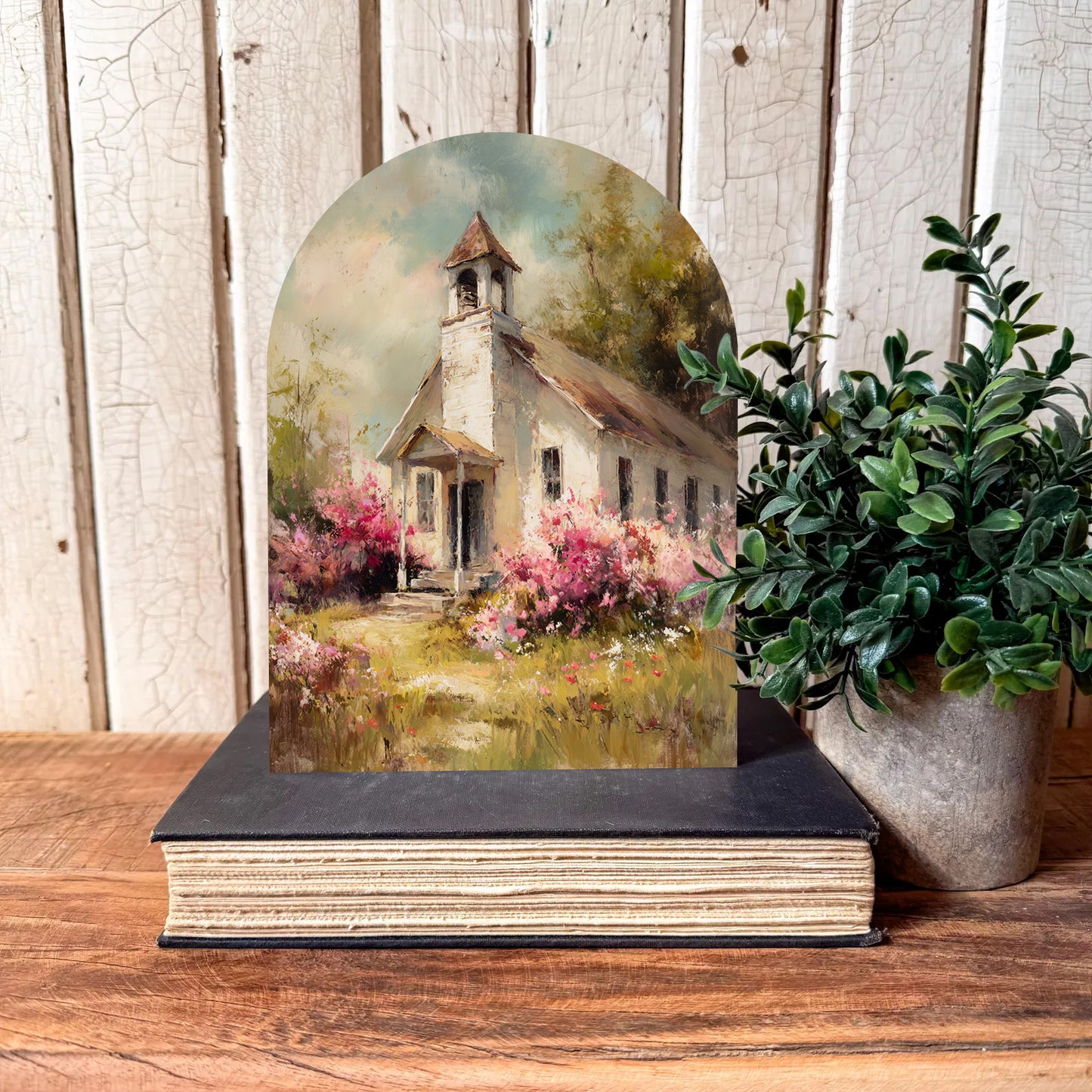 Spring And Easter Arched Wood Sign