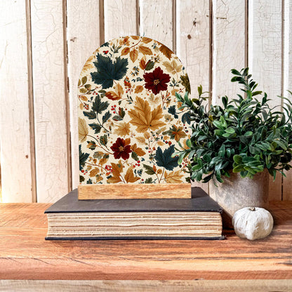 Fall Colorful Leaves Arched Shelf Sitter