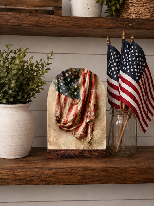Patriotic and 4th of July Art Arched Wood Sign