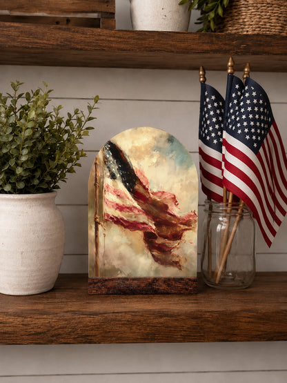 Patriotic and 4th of July Art Print Arched Wood Sign