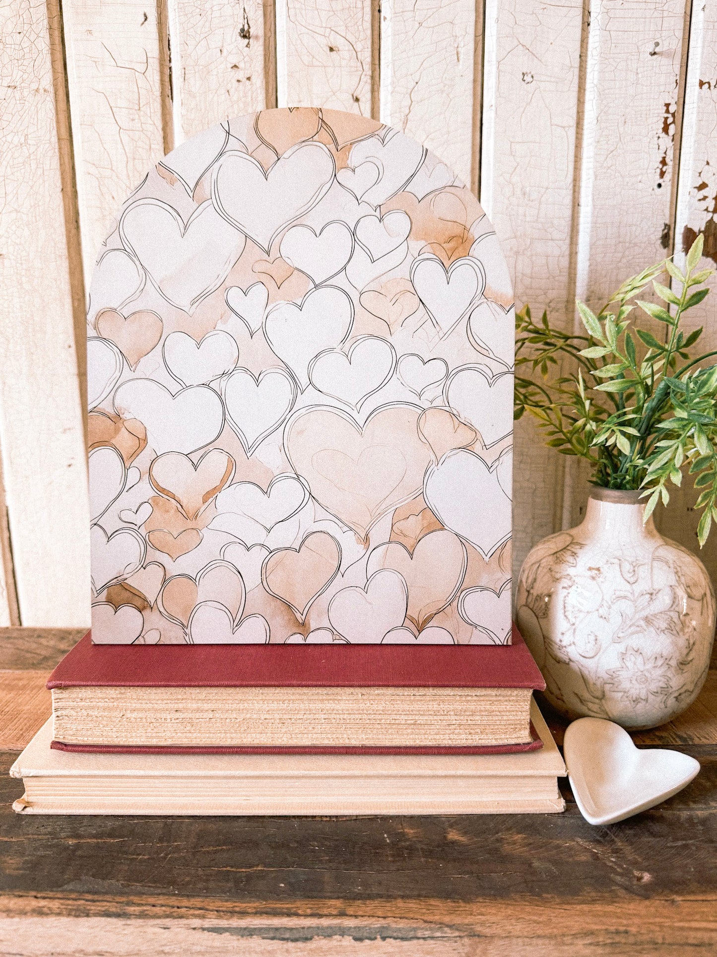 Valentines Day Arched Wood Sign