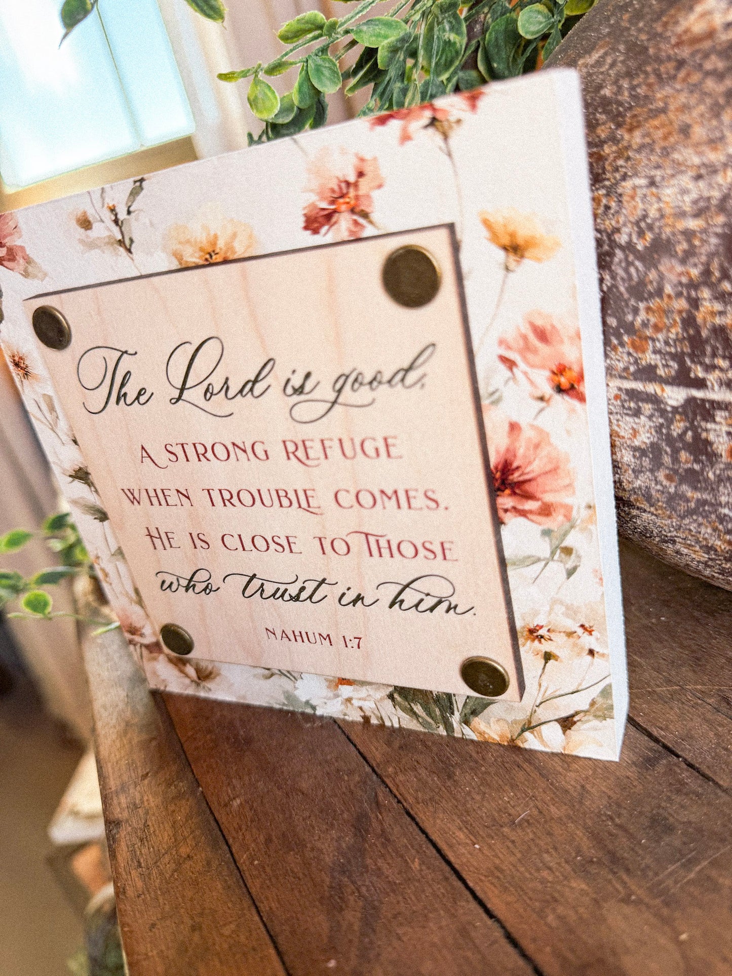 Nahum 1:7 Bible Verse Scripture Mini Block