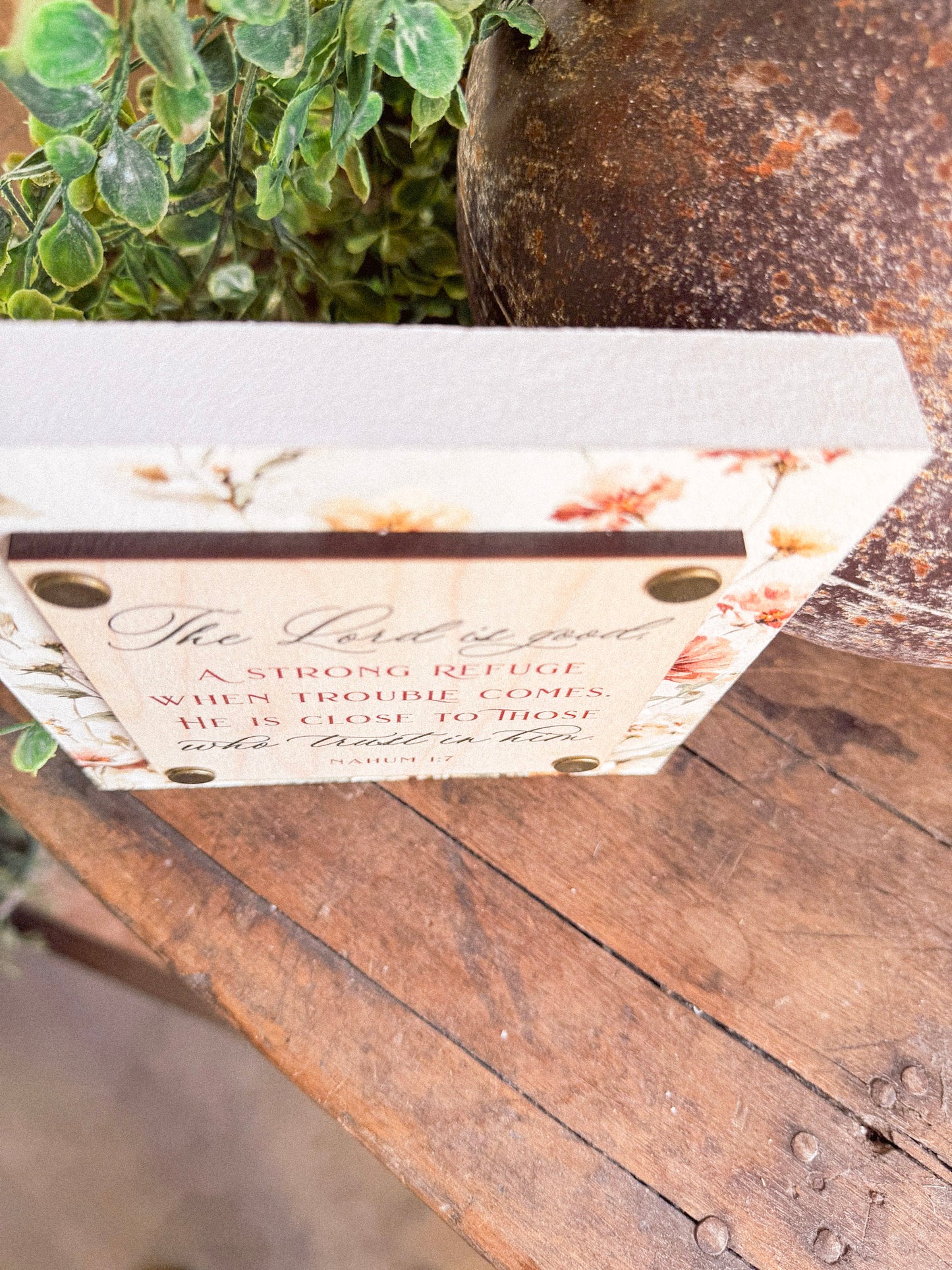 Nahum 1:7 Bible Verse Scripture Mini Block