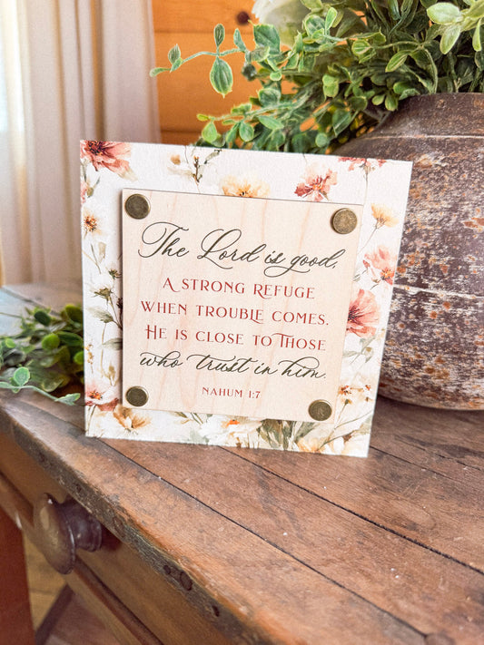 Nahum 1:7 Bible Verse Scripture Mini Block