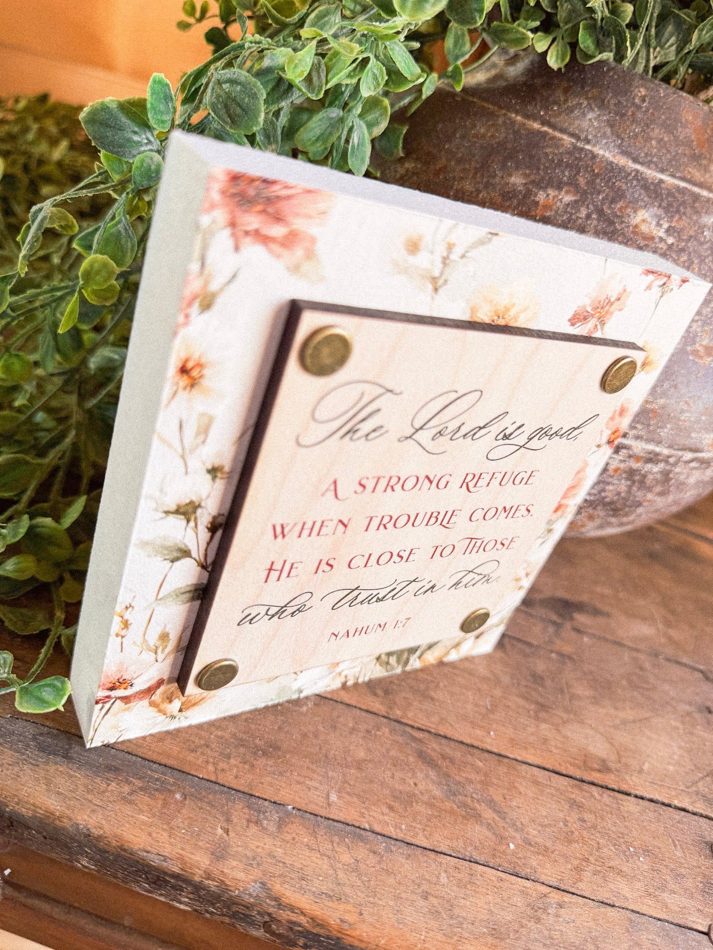 Nahum 1:7 Bible Verse Scripture Mini Block